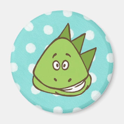 Dinosaurus Polka Dot Magnet (in blauw en groen) Magneet (Voorkant)
