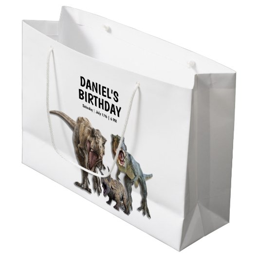 Dinosaurus Printable verjaardagsfeest, T rex Verja Groot Cadeauzakje (Voorkant Gekanteld)