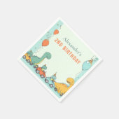 Dinosaurus raceauto 2e verjaardag servet (Hoek)