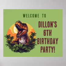 Dinosaurus Rawr Verjaardag Poster teken