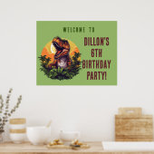 Dinosaurus Rawr Verjaardag Poster teken (Keuken)