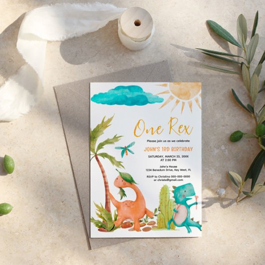 Dinosaurus Rex Een Uitnodiging Verjaardagsfeestje