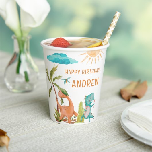 Dinosaurus Rex Verjaardagsfeestje Douche Papieren Bekers (Insitu)