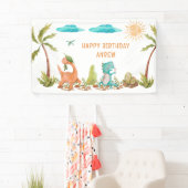 Dinosaurus Rex Verjaardagsteken Kinder Banner (Insitu)
