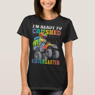 Dinosaurus Riding Monster Truck IM Klaar om Ki te T-shirt