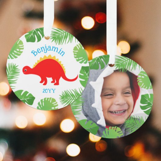 Dinosaurus Rode Stegosaurus Foto Keepsake Kerstmis Ornament