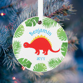 Dinosaurus Rode Stegosaurus Keepsake Kerstmis Ornament