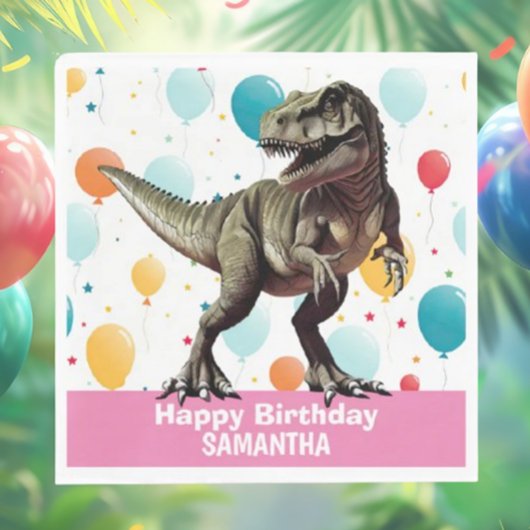 Dinosaurus roze T rex Servet