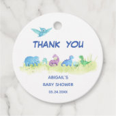 Dinosaurus Schattige Baby shower Dank u Bedankjes Labels (Voorkant)