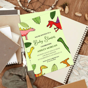 Dinosaurus Schattige Doodle Baby shower Kaart