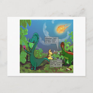 Dinosaurus Selfie Grappige Strip Briefkaart
