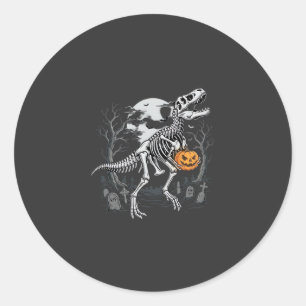 Dinosaurus Skelet Halloween Pompoen Begraafplaats Ronde Sticker