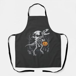 Dinosaurus Skelet Halloween Pompoen Begraafplaats  Schort