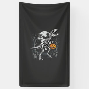 Dinosaurus Skelet Halloween Pompoen Begraafplaats Spandoek