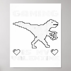 Dinosaurus speelt videogames Grappige gaming voor  Poster