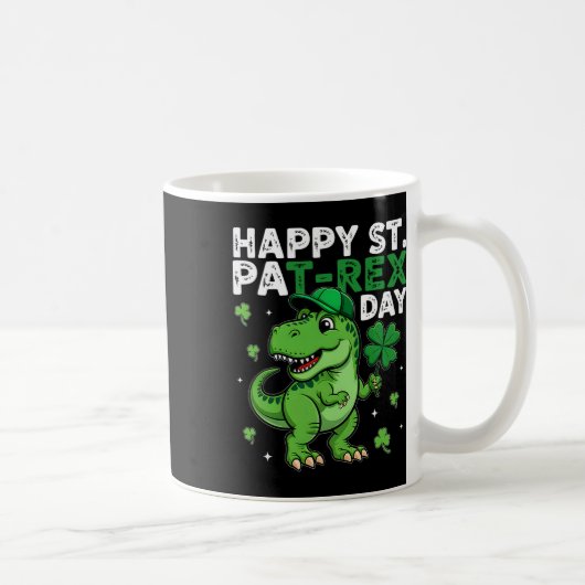 Dinosaurus St. Patrick's Day Lucky Shamrock Ierse Koffiemok (Rechts)