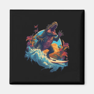 Dinosaurus Surfboard Strand Surfen Surfer Dinosaur Magneet