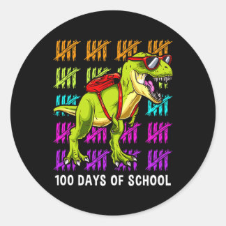 Dinosaurus T Rex 100 Dagen van School Dinosaurus T Ronde Sticker