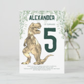 Dinosaurus T-Rex 5e verjaardagsfeest Kaart (Staand voorkant)