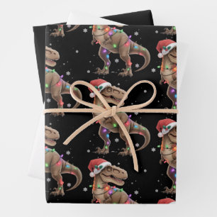 Dinosaurus T-rex Boom Kerstmis Xmas Huisdier Dino Inpakpapier Vel