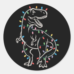 Dinosaurus T-rex Boom Kerstmis Xmas Huisdier Dino Ronde Sticker