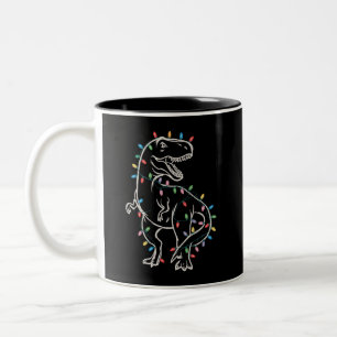 Dinosaurus T-rex Boom Kerstmis Xmas Huisdier Dino  Tweekleurige Koffiemok