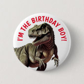 Dinosaurus T Rex BOY Ronde Button 5,7 Cm (Voorkant)