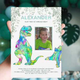 Dinosaurus T Rex Foto Verjaardagsfeestje Kaart