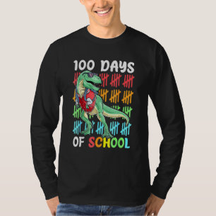 Dinosaurus T Rex Gelukkige 100e Dag van School Din T-shirt