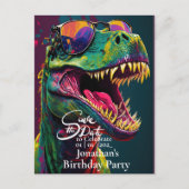 Dinosaurus T-Rex Groen Bewaar de datum  Briefkaart (Voorkant)