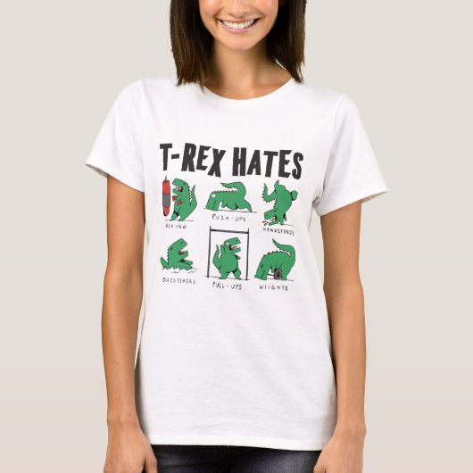dinosaurus T-rex gym hater t-shirt design (Voorkant)