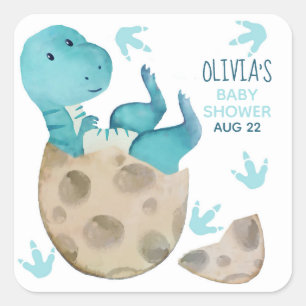 Dinosaurus T Rex Jongens Baby Shower Vierkante Sticker