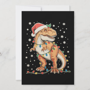 Dinosaurus T Rex Kerstmis Dino Kerstverlichting Va Feestdagenkaart
