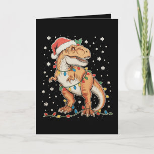Dinosaurus T Rex Kerstmis Dinosaurus Kerstlichten  Feestdagen Kaart