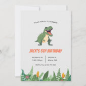 Dinosaurus T-Rex Kinder Jongen Verjaardagsfeestuit Kaart (Voorkant)