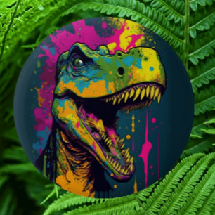 Dinosaurus T Rex Kleurrijk Ronde Button 5,7 Cm