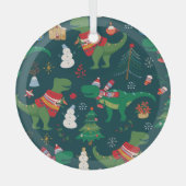 Dinosaurus T-Rex: Nieuwjaar. Glas Ornament (Voorkant)