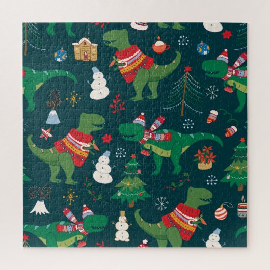 Dinosaurus T-Rex: Nieuwjaar. Legpuzzel (Verticaal)