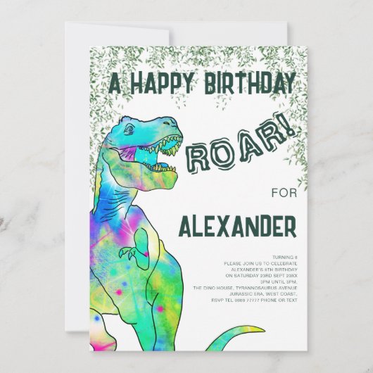 Dinosaurus T-Rex Oerwoud Verjaardagsfeest Kaart (Voorkant)