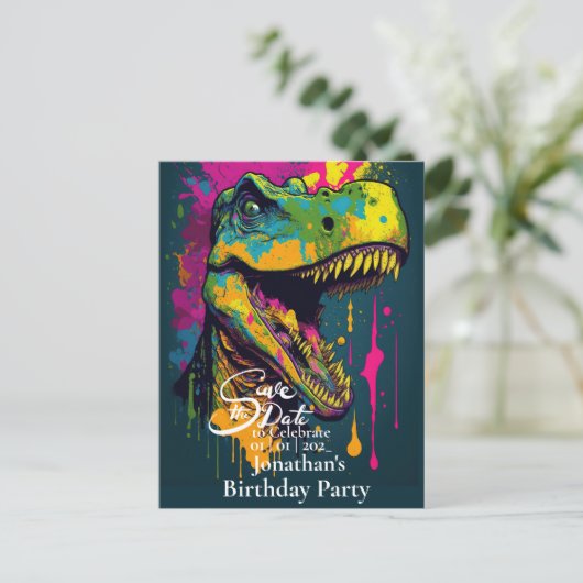 Dinosaurus T-rex Prehistorisch Bewaar de datum Briefkaart (Staand voorkant)