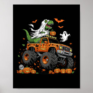 Dinosaurus T-rex rijdend in Monster Truck Hallowee Poster