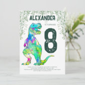Dinosaurus T-Rex Roar Verjaardagsfeestje Kaart (Staand voorkant)