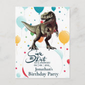 Dinosaurus T-rex Verjaardag Bewaar de datum Briefkaart (Voorkant)