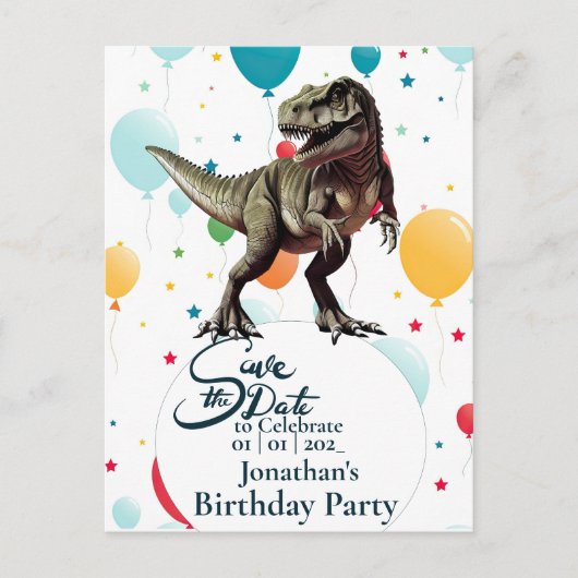 Dinosaurus T-rex Verjaardag Bewaar de datum Briefkaart (Voorkant)