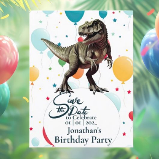 Dinosaurus T-rex Verjaardag Bewaar de datum Briefkaart