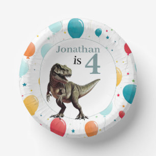 Dinosaurus T Rex Verjaardag Grijs Papieren Kommen