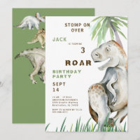 Dinosaurus T-rex verjaardagsfeest uitnodiging