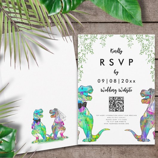 Dinosaurus Thema Bruiloft Antwoord QR Code