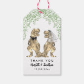 Dinosaurus thema bruiloft dank u cadeaulabel (Voorkant)