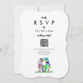 Dinosaurus Thema Bruiloft QR Code Kaart (Achterkant)